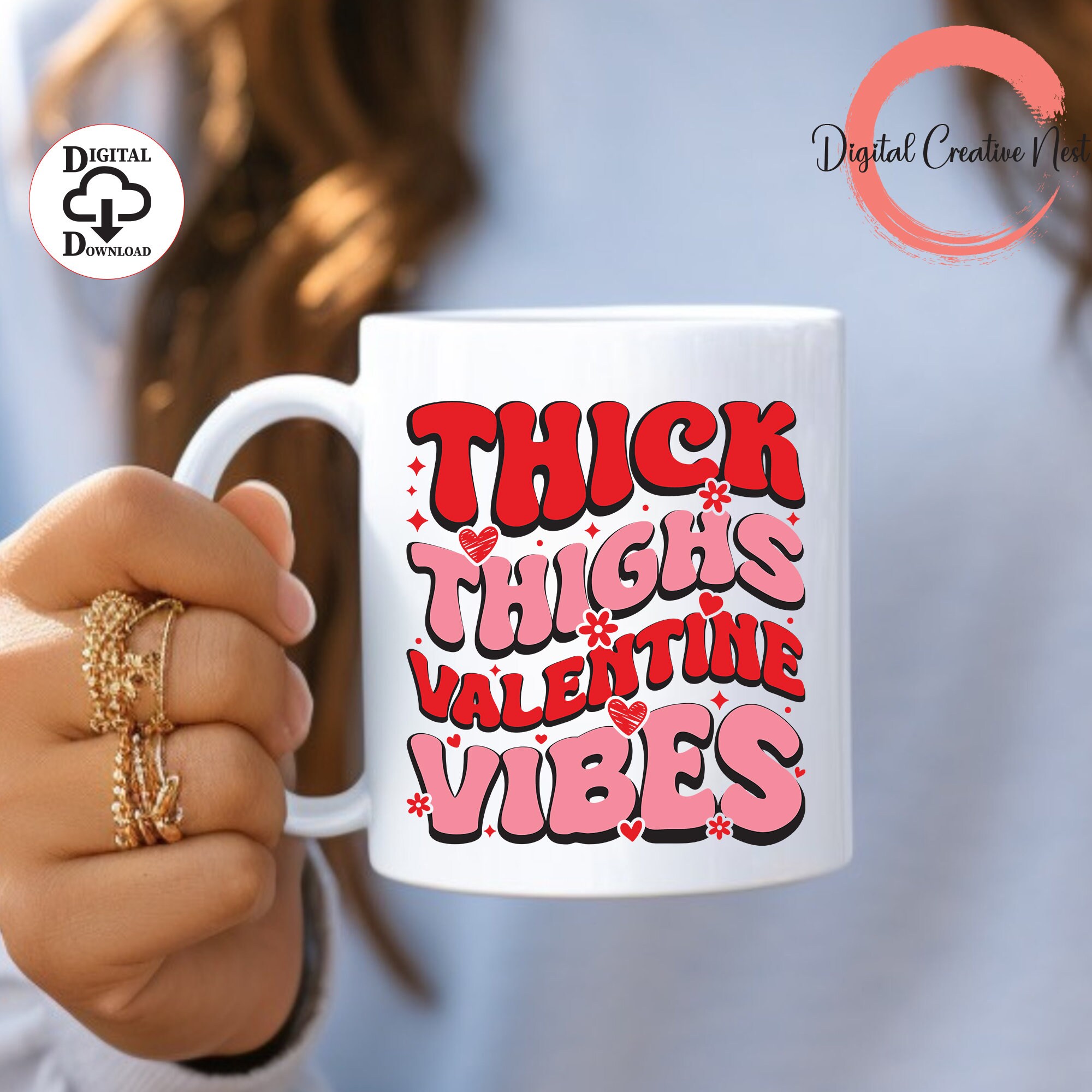 Thick Thighs Valentine Vibes SVG, Funny Valentines Svg, Love Quote ...