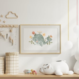 Whale Boho Doodle Nursery Digital Print | Cute Nursery Wall Decor | Boho Nursery Wall Art