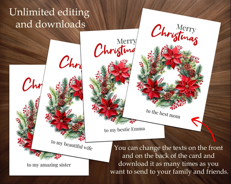Editable Merry Christmas Card for Family Printable Xmas Template for ...