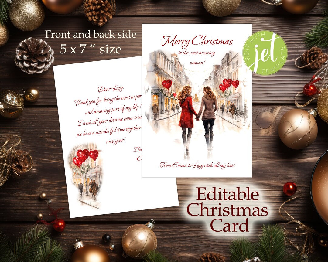 Printable Lesbian Christmas Card for Girlfriend Romantic LGBT - Etsy