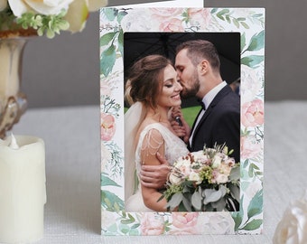 25 Pack Floral Photo Frame Cards with Envelopes, Notecards for 7"x 5" Picture Insert for Weddings, Graduations, Birthday Parties,Anniversary