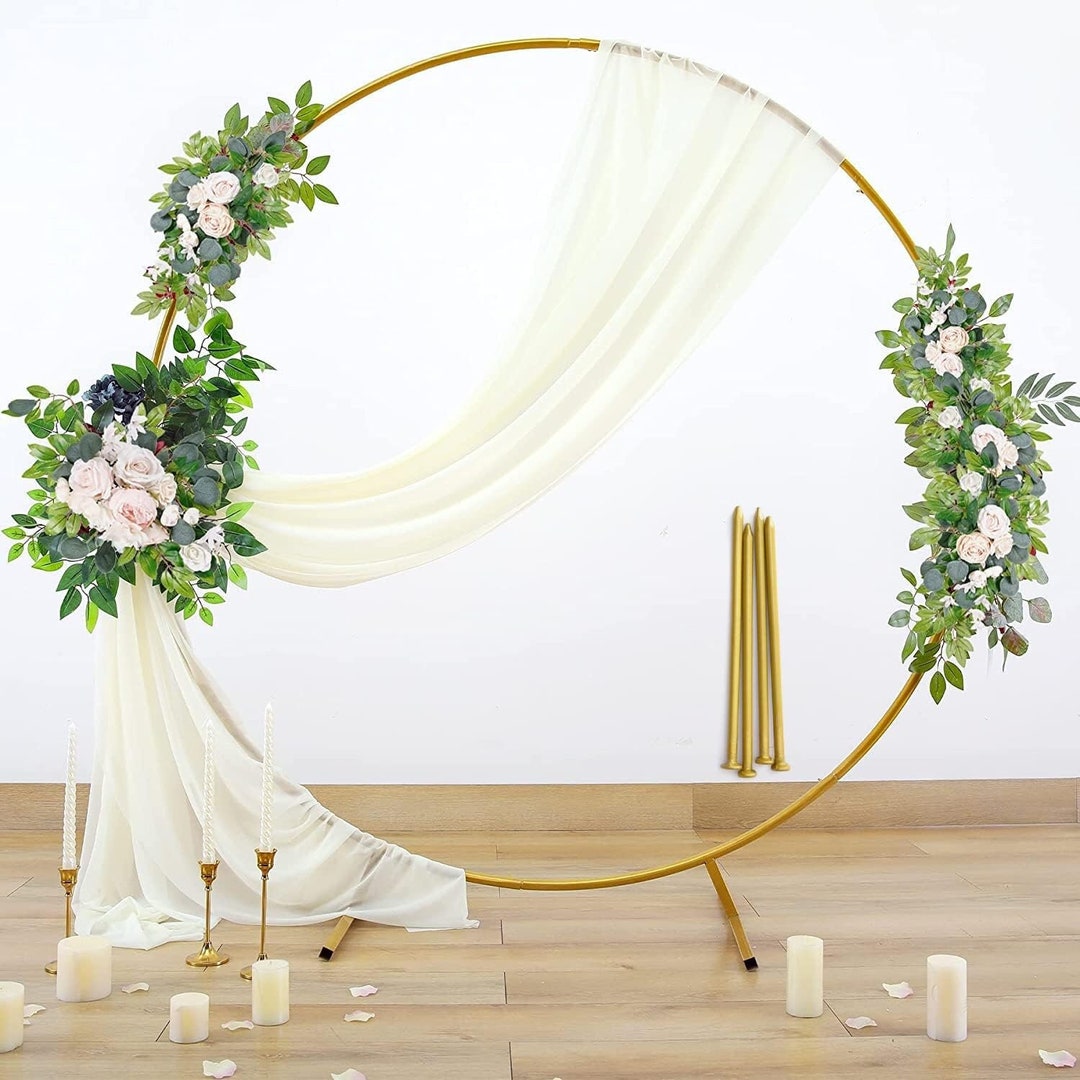 5 Ft Gold Round Backdrop Stand, Circle Arch Metal Iron Wedding Round