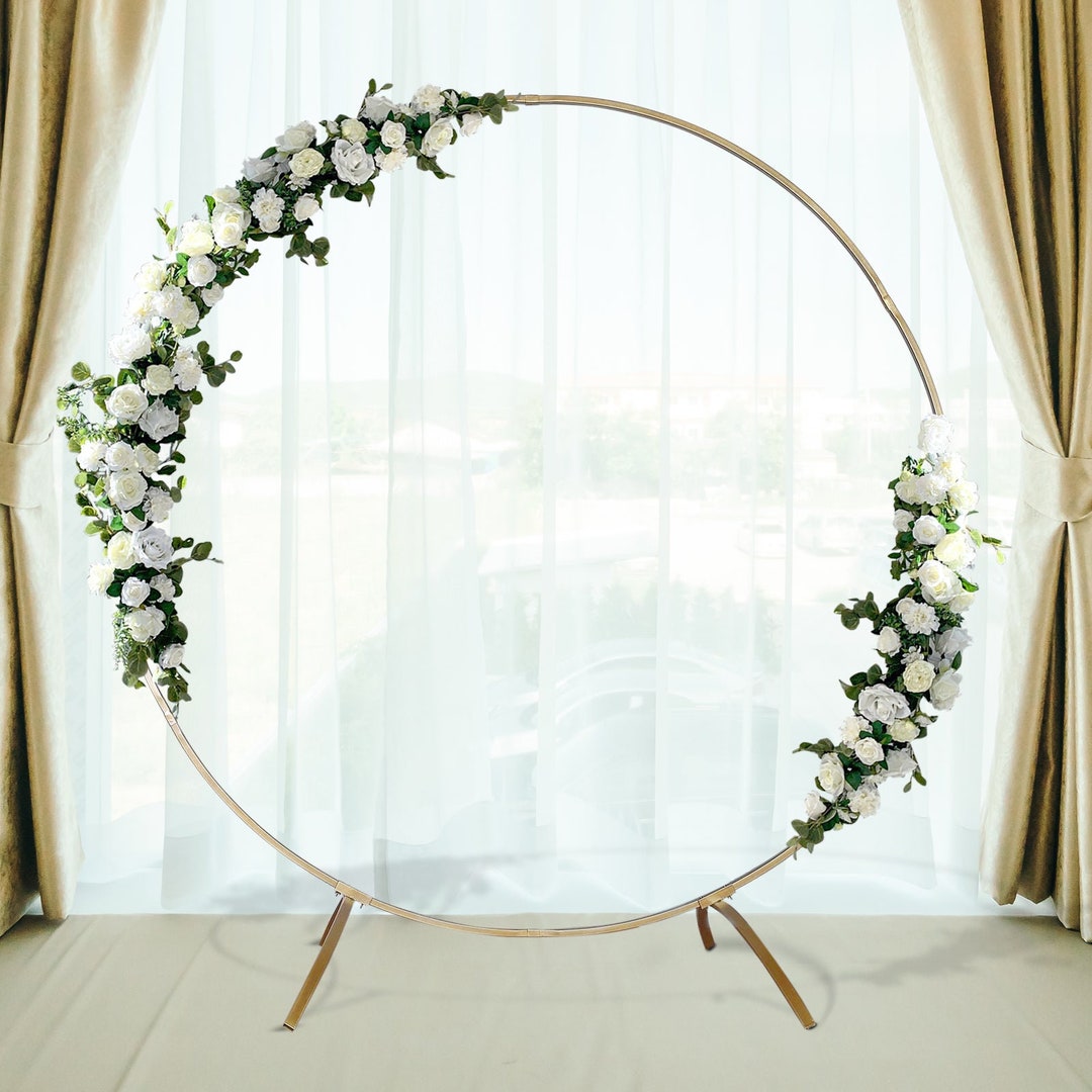 Gold Round Backdrop Stand, Circle Arch Metal Iron Wedding Party Round