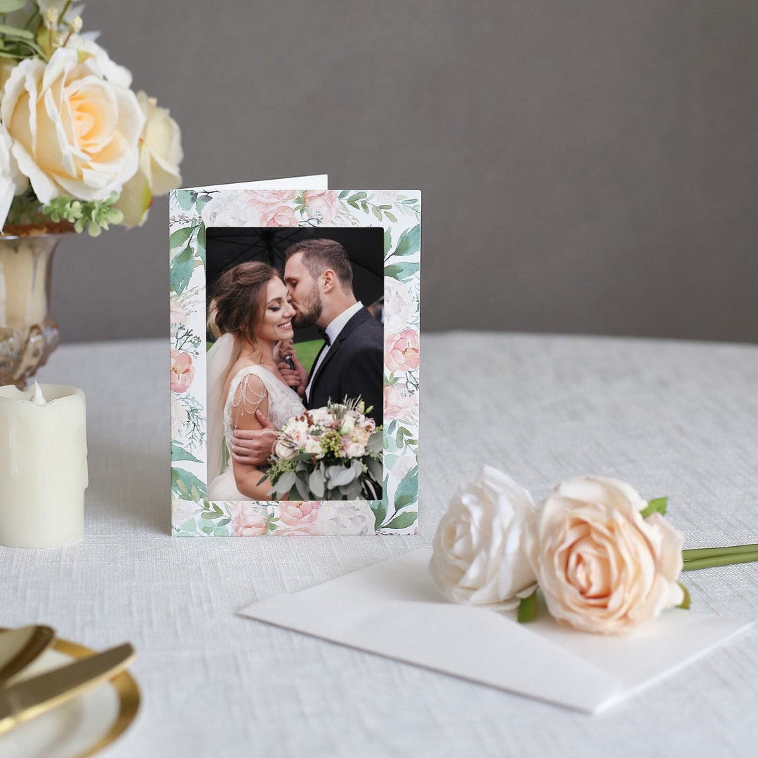 25 Pack Floral Photo Frame Cards With Envelopes, Notecards for 7x 5