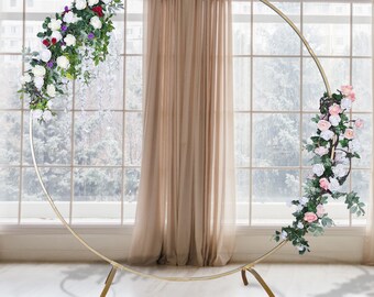 7 Ft Gold Round Backdrop Stand, Circle Arch Metal Iron Wedding Party Round Arch Stand,Photo Booth Backdrop Stand, Backdrop Frame Support