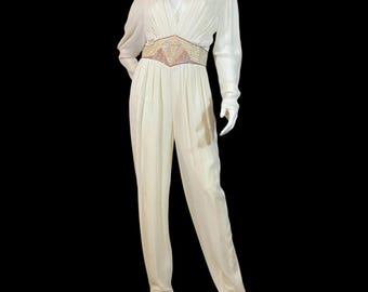 1970s Marshall Rousso Las Vegas Beaded Disco Jumpsuit | Studio 54