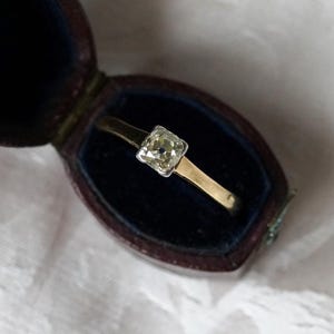 Antique Peruzzi Old Mine Diamond Ring 18k Gold Platinum Engagement Ring Art Deco c.1920