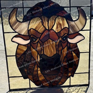 Bison Bust-Stained Glass Panel Pattern