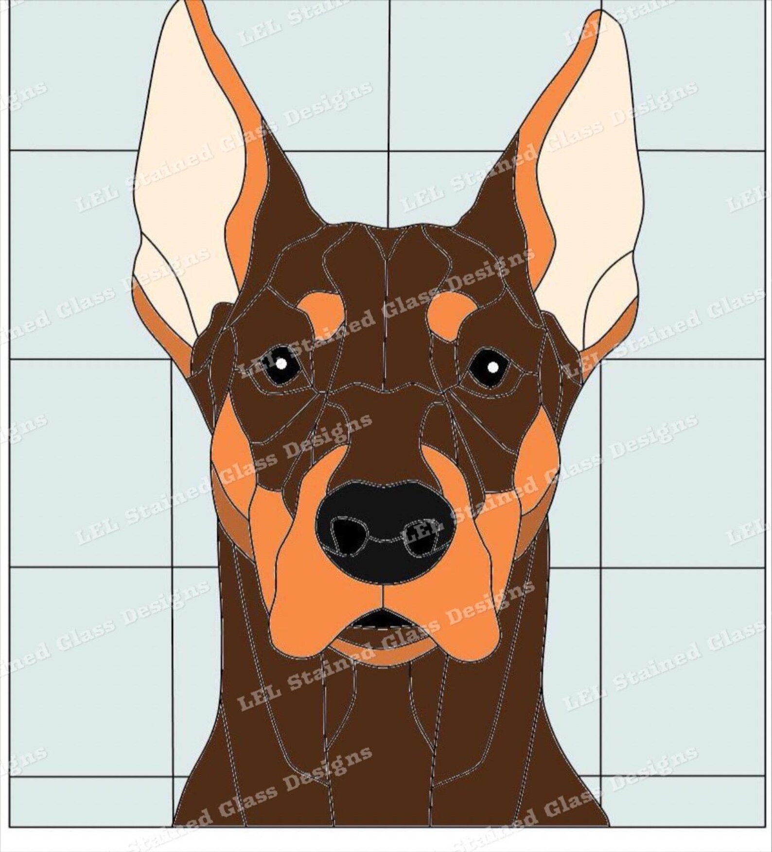 Stained Glass Panel Pattern of a Doberman Portrait - Etsy