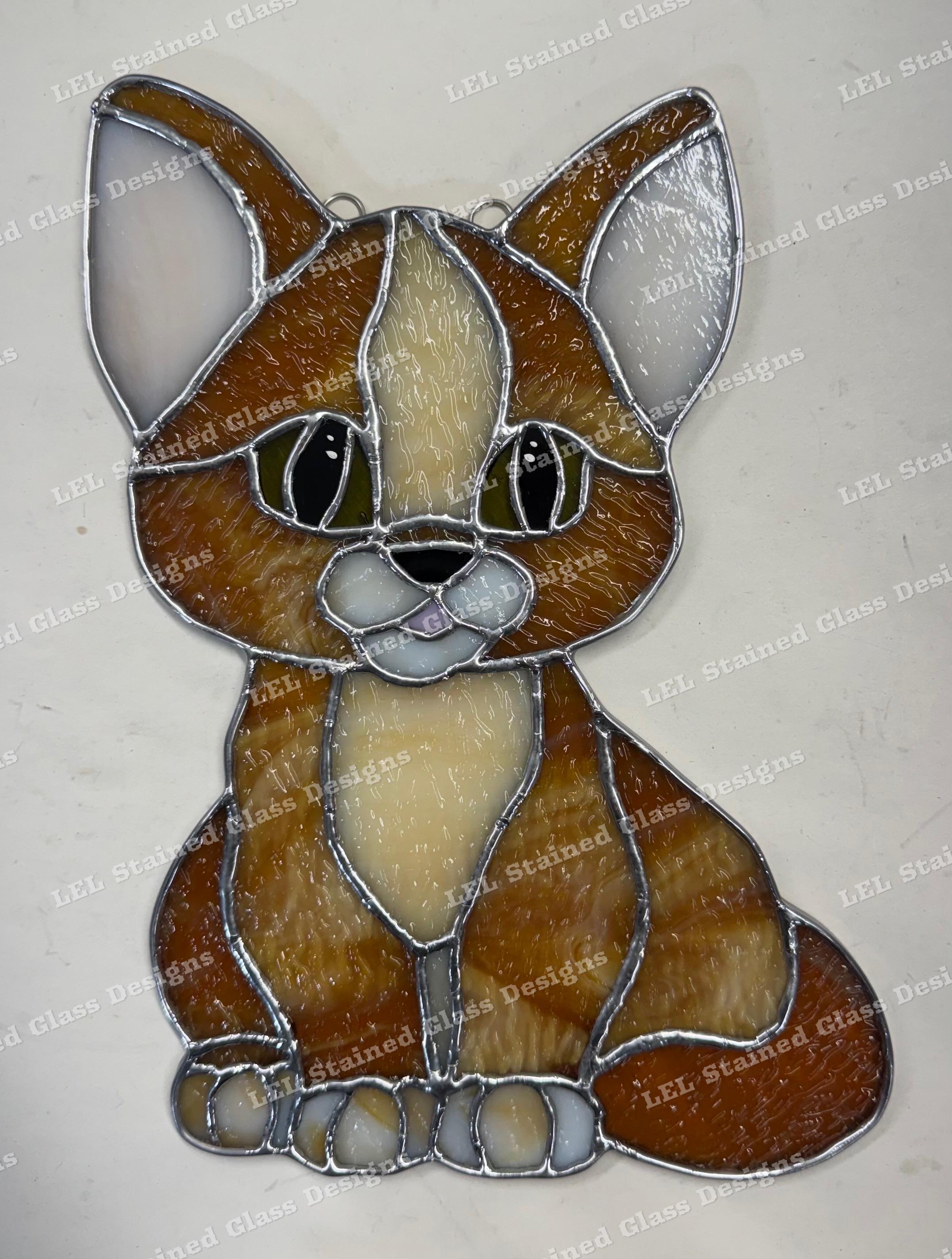 Stained Glass Suncatcher of a Yellow Cat - Etsy