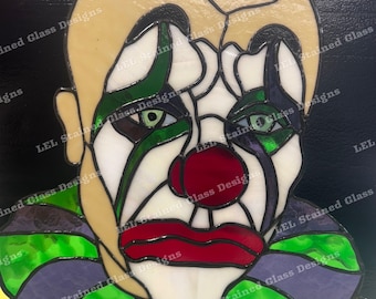 Retrato de payaso triste - Patrón de panel de vitral