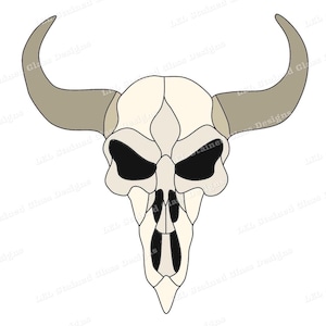 Bull Skull-Stained Glass Suncatcher Pattern