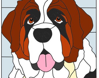 Motif de panneau de vitrail portrait Saint-Bernard