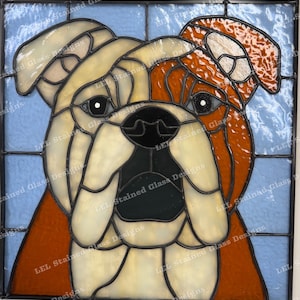 Bulldog Portrait-Stained Glass Panel Pattern