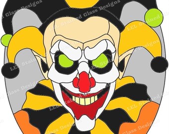 Retrato de payaso bufón - Patrón de vitral para panel pequeño