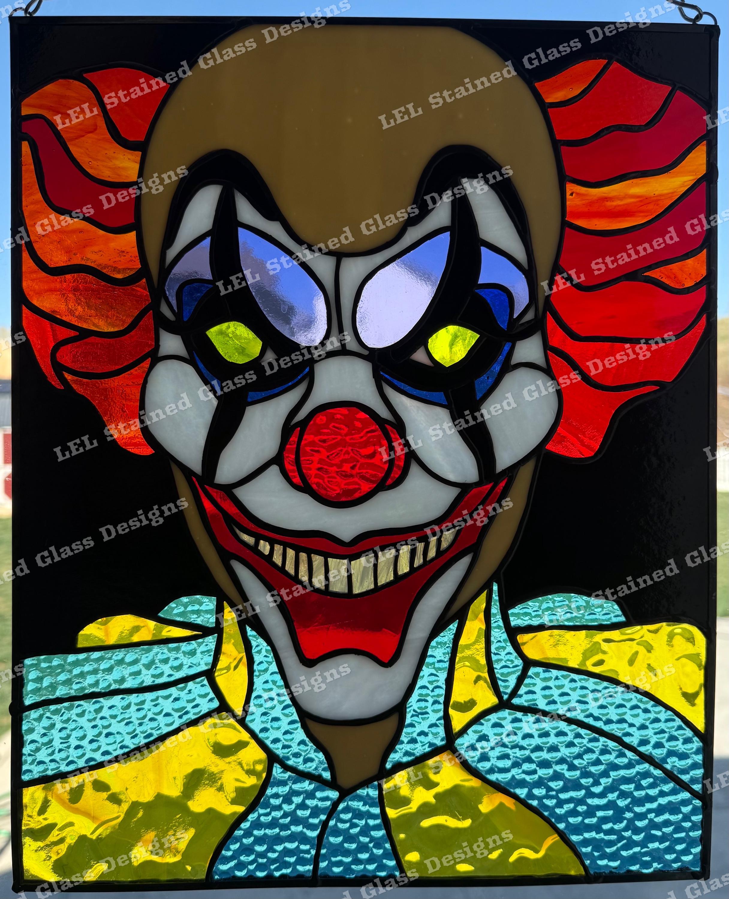 Retrato de payaso espeluznante - Patrón de panel de vitral