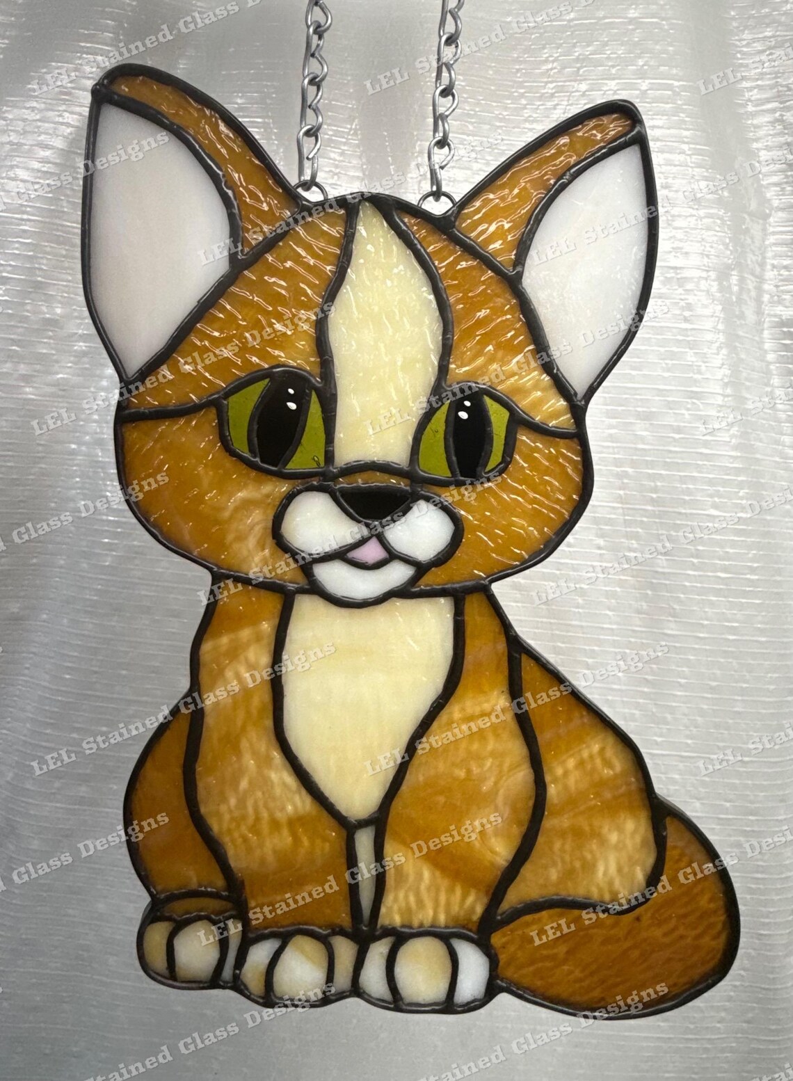 Stained Glass Suncatcher of a Yellow Cat - Etsy