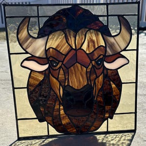Bison Bust-Stained Glass Panel Pattern