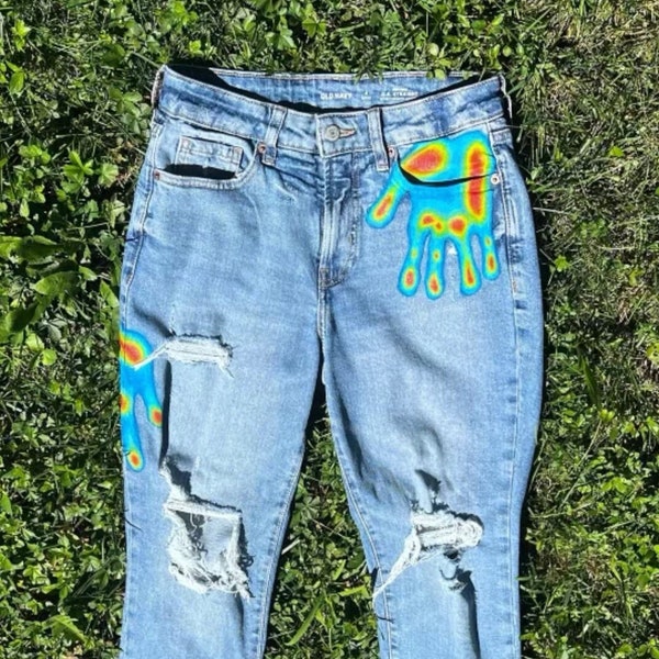 Hand Painted Jeans Etsy