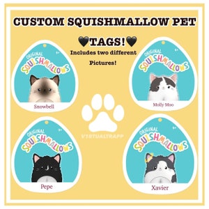 CUSTOM SQUISHMALLOW TAGS (cat Version) (read Description ) Etsy