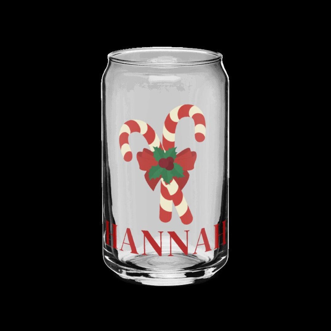 Candy Cane Personalized Iced Coffee Cups Custom Christmas Etsy