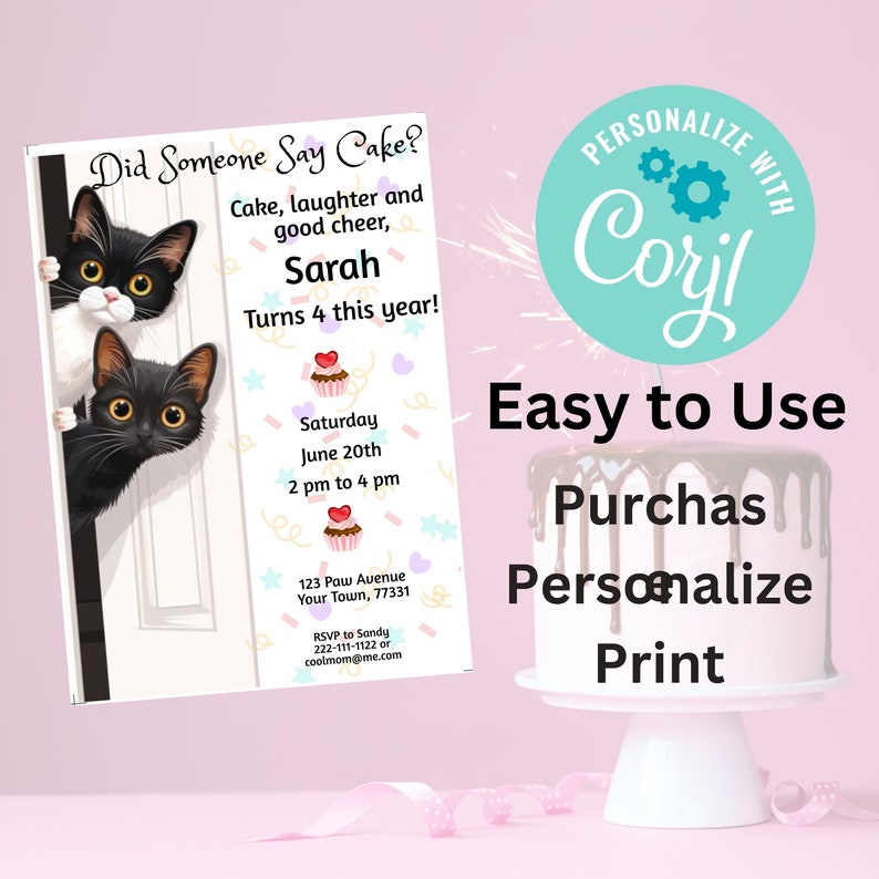 EDITABLE Kitty Party Invite Template, Purrfect Instant Download, Printable Kitten Party Invite image 3