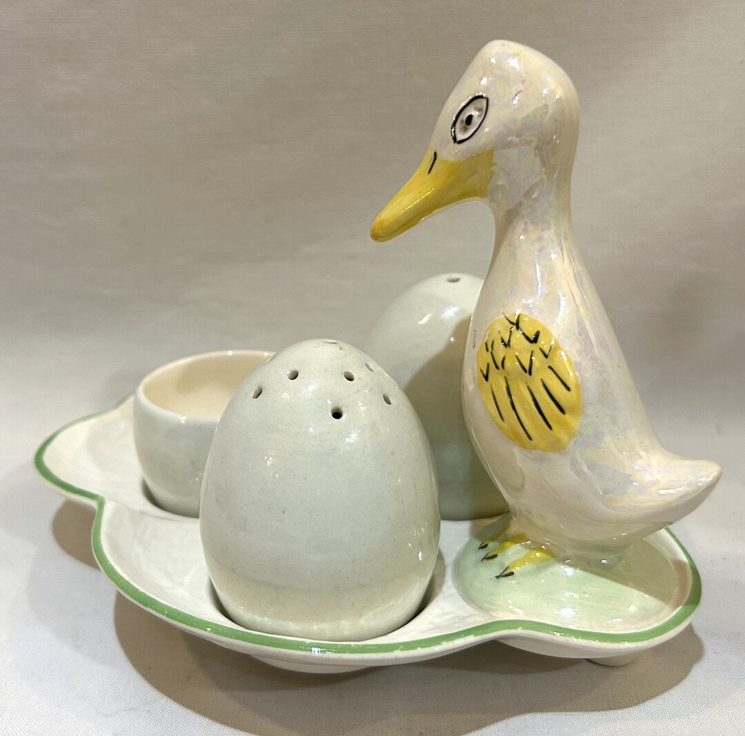 Crown Devon Goose Eggs Cruet Set Salt Pepper Shaker & Mustard Etsy