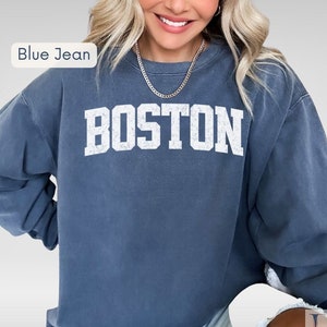 Felpa Boston, perfetta per gli amanti e i fan di Boston, felpa da città, girocollo vintage college, colori comodi