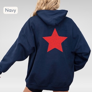 Red Star Hoodie | Fun Stylish Sweatshirt | Gift for Trendy Teens, Friends or Family | Fun Bold Star Hoodie | Cozy Statement Sweatshirt