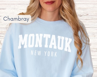 Montauk New York Sweatshirt, Comfort Colors, Vintage Style Crewneck, Cozy Gift for Beach Lovers and New Yorkers, Vacation Sweatshirt