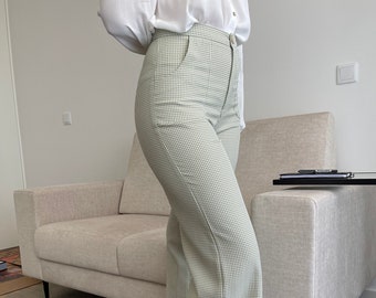 Gingham Trousers / Vichy High Waist Pants with pockets / Vichy High Waist Trousers