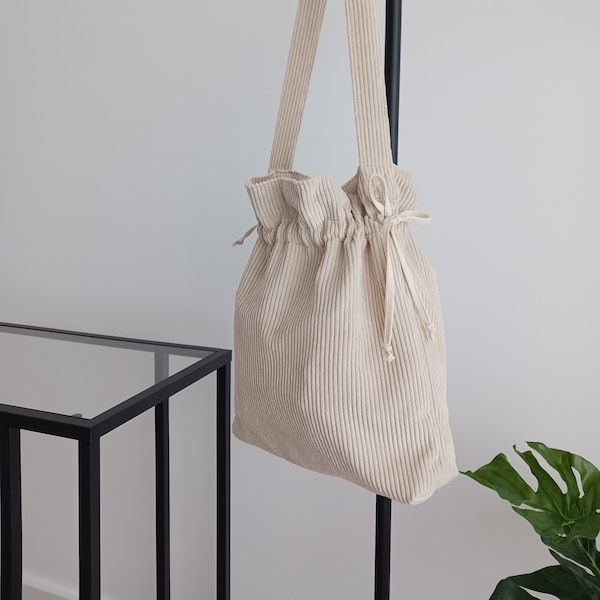 Corduroy Drawstring Bag / Small Corduroy Bag / Corduroy bag for daily use