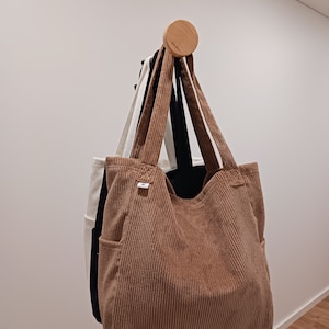 Maxi sac en velours côtelé avec 2 poches extérieures image 5