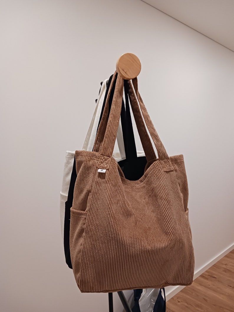 Maxi sac en velours côtelé avec 2 poches extérieures image 5