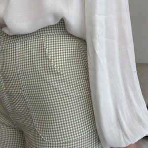 Gingham Trousers / Vichy High Waist Pants with pockets / Vichy High Waist Trousers image 2