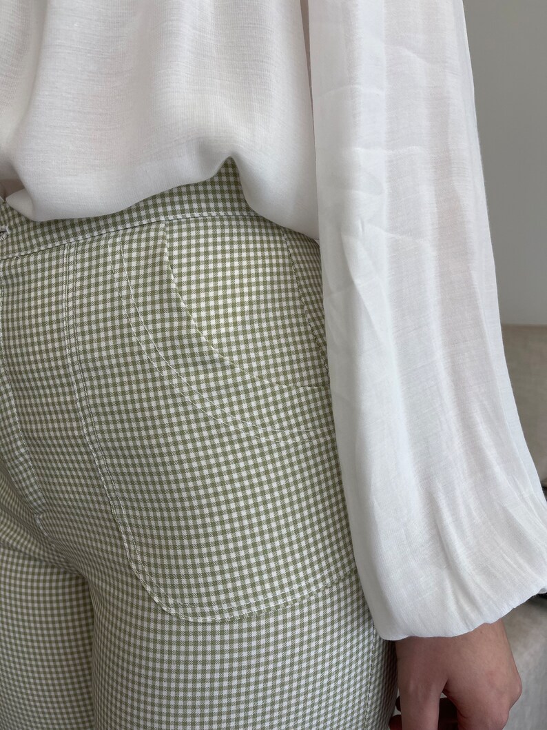 Gingham Trousers / Vichy High Waist Pants with pockets / Vichy High Waist Trousers image 2