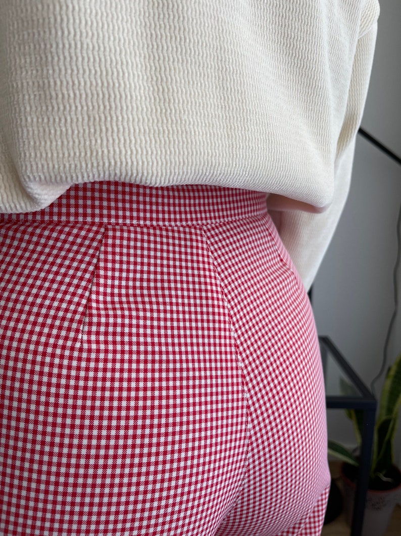 Gingham Trousers / Vichy High Waist Pants with pockets / Vichy High Waist Trousers image 5
