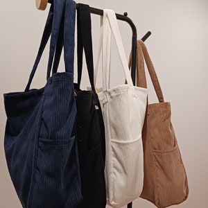Maxi sac en velours côtelé avec 2 poches extérieures image 8