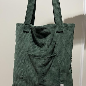 Sac en velours côtelé avec fermeture éclair / Sac pour femme en velours côtelé avec poche / Ordinateur et cartable image 8