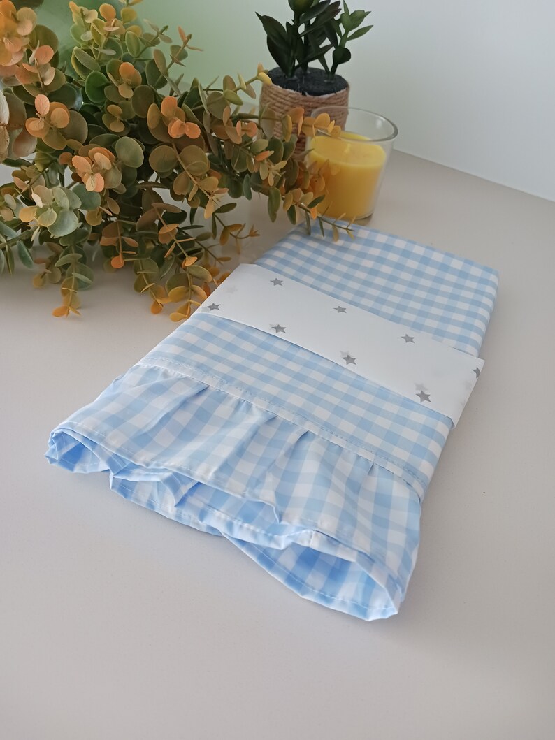 Gingham Ruffle Placemats Gingham Cloth Placemats Sets with Ruffles Placemats with Vichy Pattern Gingham Placemats for Romantic Dinner image 9