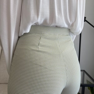 Gingham Trousers / Vichy High Waist Pants with pockets / Vichy High Waist Trousers image 3