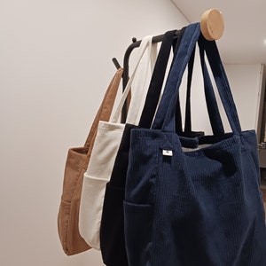 Maxi Corduroy Bag with 2 external pockets