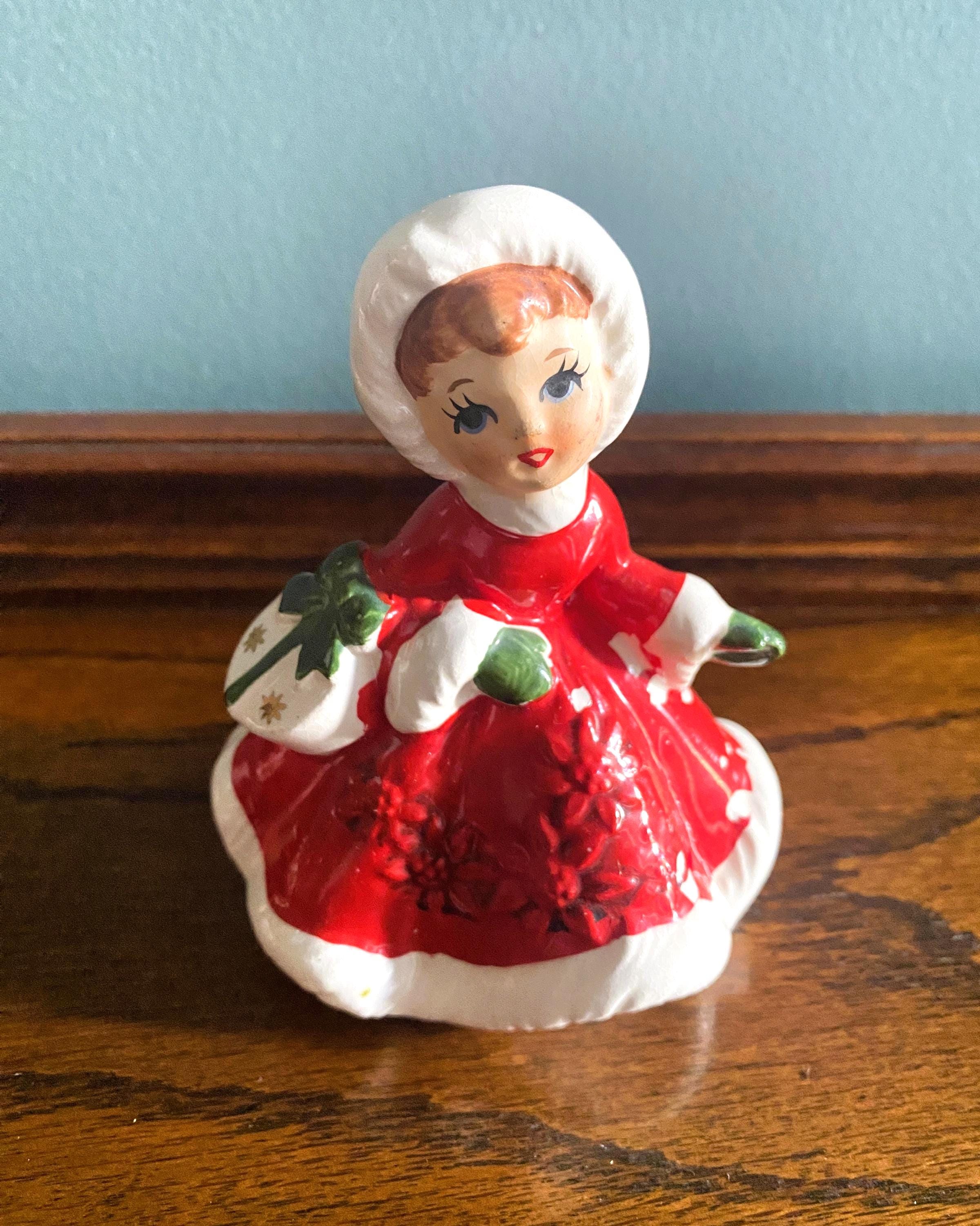 Girl in Red Dress Ceramic Figurine Vintage - Etsy