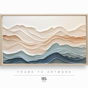 Samsung フレームテレビ モダンなテクスチャアート ウェーブ ミニマルな抽象デザイン パステルカラー (3840x2160)