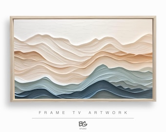 Marco para televisor Samsung con ondas artísticas texturizadas modernas, diseño abstracto minimalista en tonos pastel (3840 x 2160)