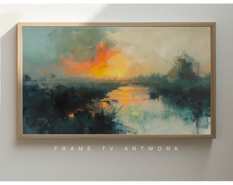 Frame TV Art: Moody Sunset Landscape Painting (Digital Download)
