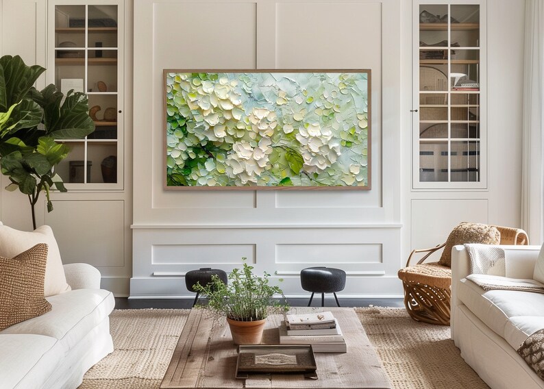 Hydrangea Abstract Frame Tv Art Spring Green Abstract Flowers Vintage