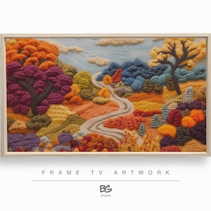 Fall Embroidered Landscape Art for Samsung Frame TV (Digital Download)