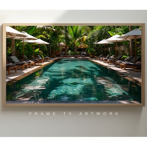 Poolside Palm Tree Art for Samsung Frame TV (Digital Download)