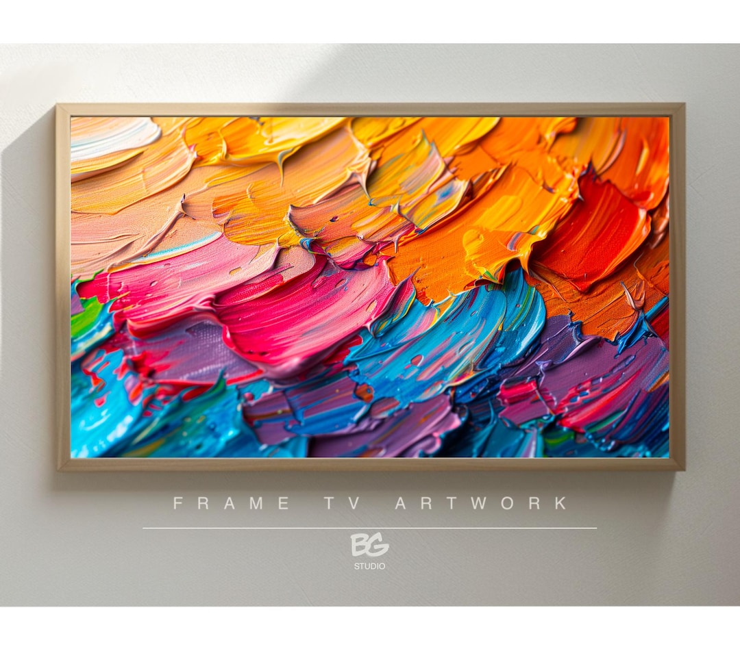 Colorful Abstract Frame TV Art: Modern Textured Painting (Digital Download)